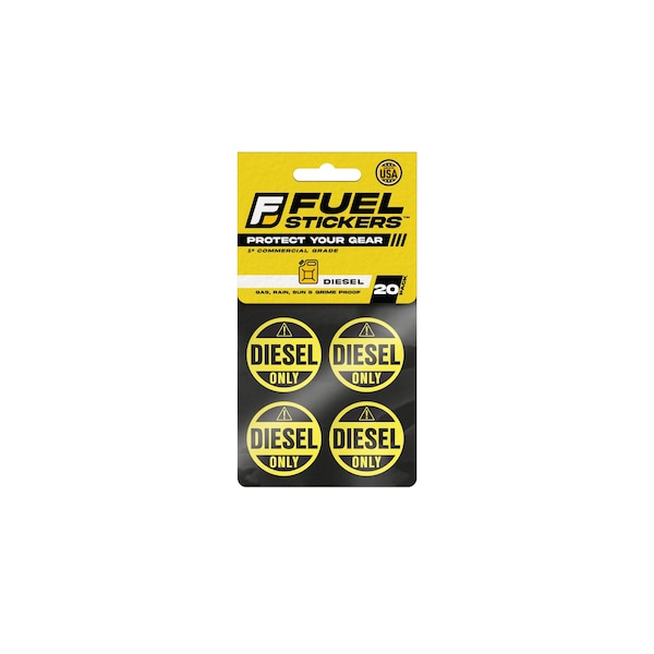 Diesel Sticker, Fuel Tanks & Outdoor Power Equipment, Hvy-Dty, Extreme Stick, 1'' Dia, 20PK